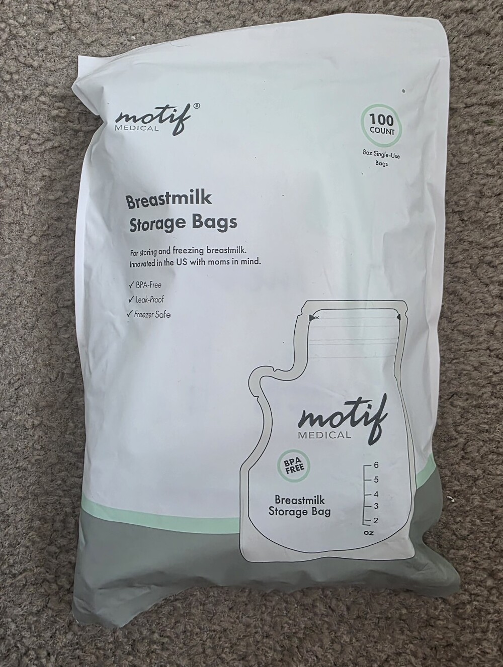 Motif Medical Breastmilk Storage Bags - 100 Count 8oz